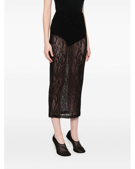 Wardrobe NYC Black Lace Midi Skirt