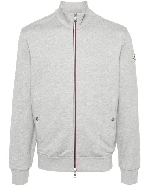 Moncler Gray Appliqué-logo Zipped Sweatshirt - Men's - Cotton for men