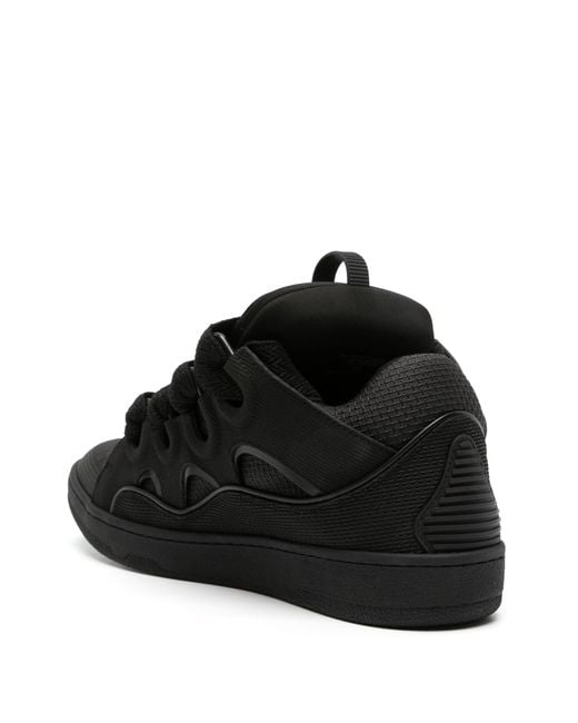 Lanvin Black Leather Curb Sneakers for men