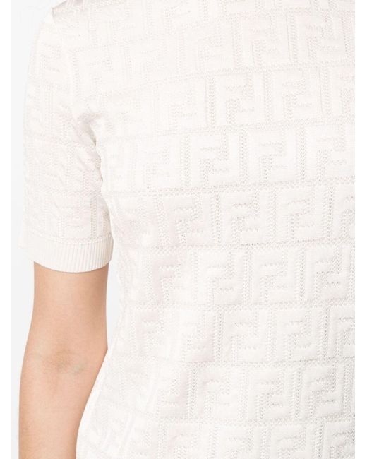 Fendi White Ff Logo Knitted Top