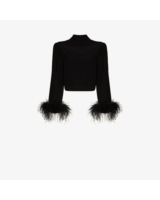 Rixo Black Addison Feather Trim Jacket