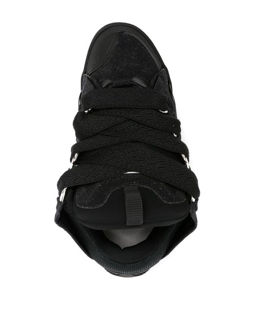 Lanvin Black Curb Glitter Leather Sneakers for men