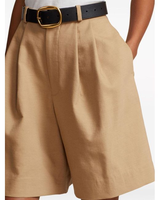 Polo Ralph Lauren Natural Neutral Mid-waist Knee-length Shorts - Women's - Cupro