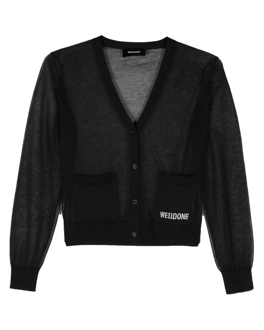 we11done Black Sheer Knitted Cardigan