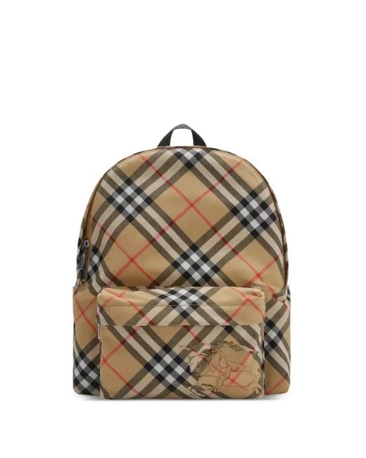 Burberry Gray Vintage Check-Pattern Backpack for men