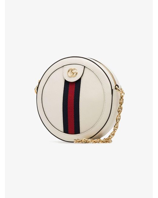 Gucci Ophidia Mini Round Shoulder Bag in White - Lyst