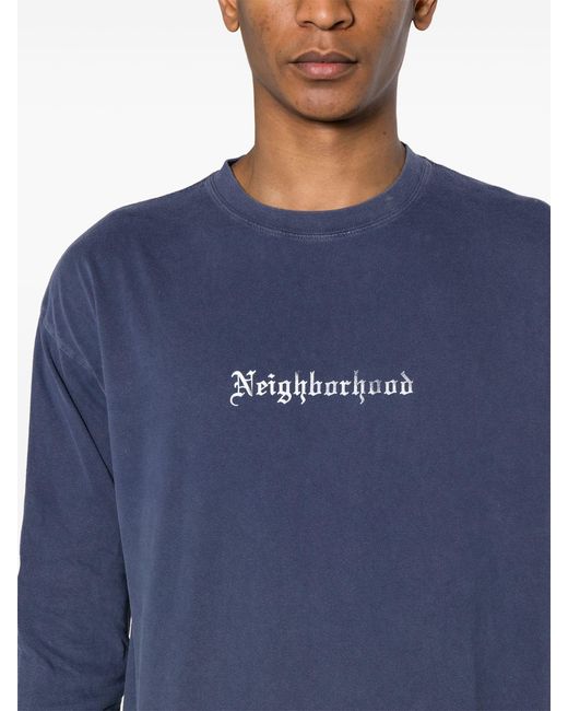 Neighborhood Blue Logo-print Cotton T-shirt for men