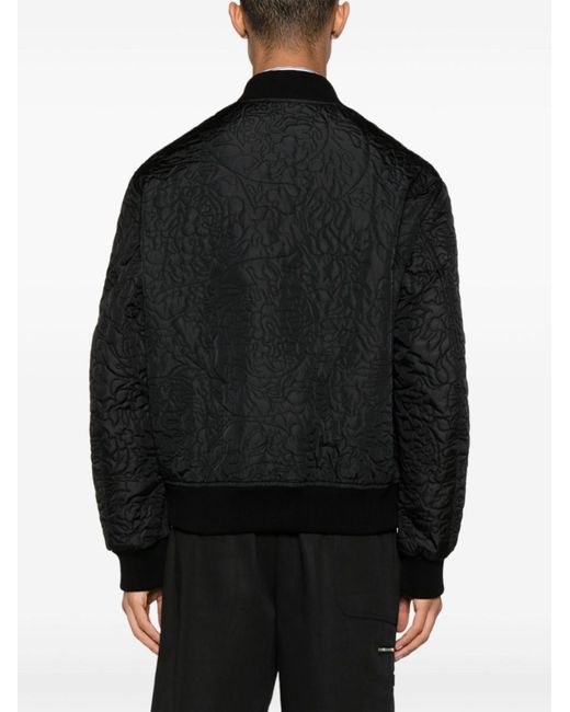 Versace Black Barocco Quilted Bomber Jacket for men