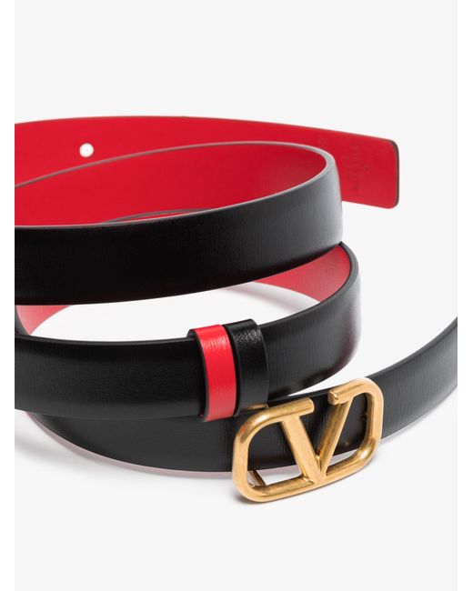 valentino garavani leather reversible vlogo belt in black save 14 lyst