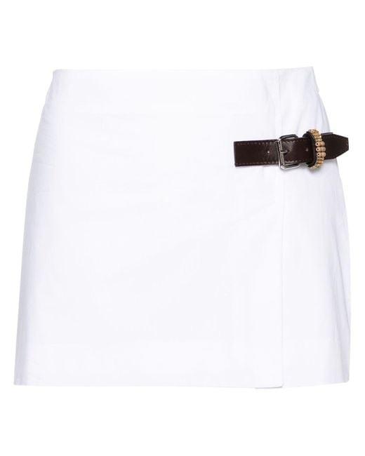 16Arlington White Side-buckle Organic Cotton Miniskirt