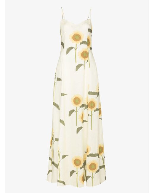 BERNADETTE Metallic Aria Floral Print Linen Maxi Dress - Women's - Linen/flax