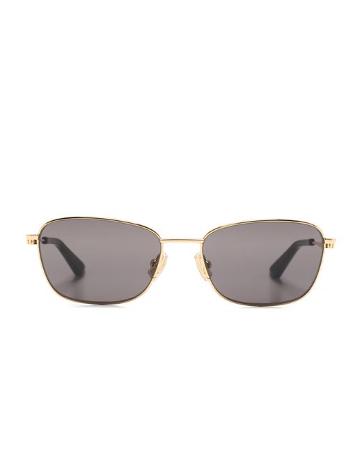 Bottega Veneta Gray -tone Split Knot Rectangle-frame Sunglasses - Unisex - Metal