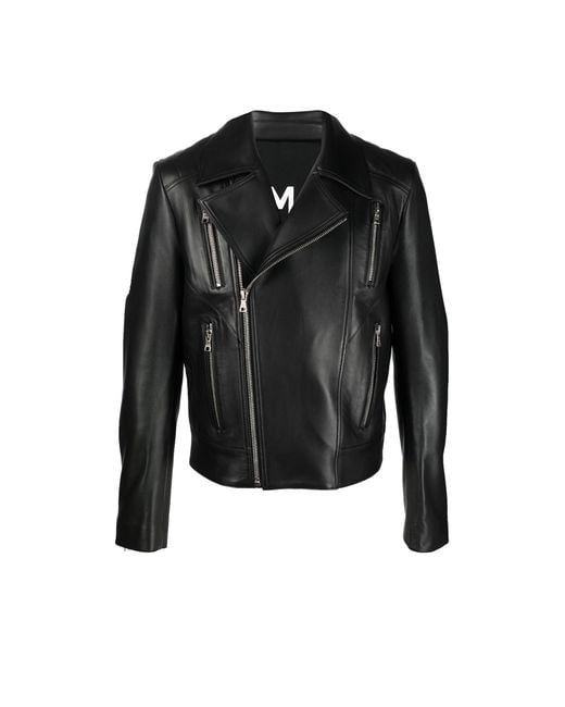 Balmain Black Leather Biker Jacket for Men | Lyst