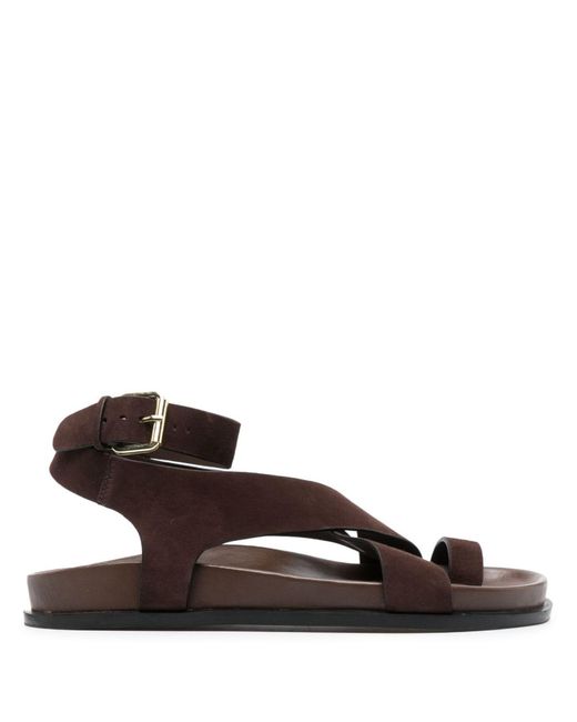 A.Emery Brown Crossover-strap Leather Sandals