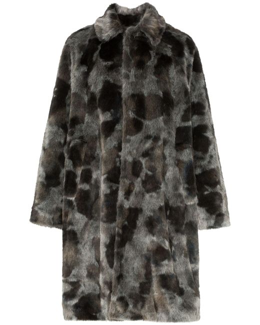 Balenciaga Black Grey Faux Fur Coat for men