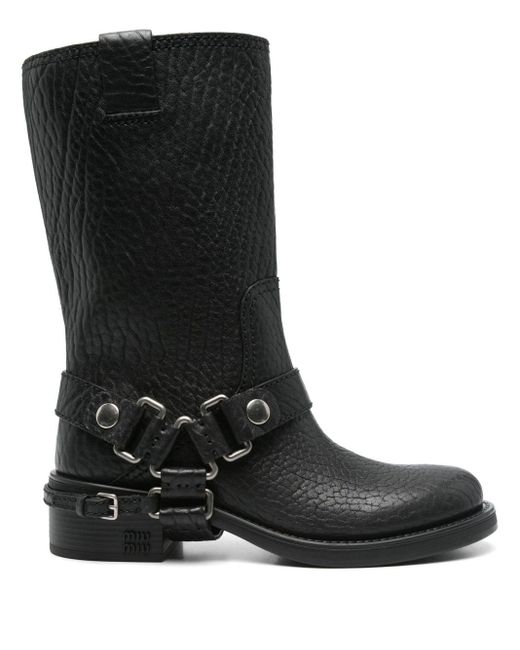 Miu Miu Black Leather Ankle Boots