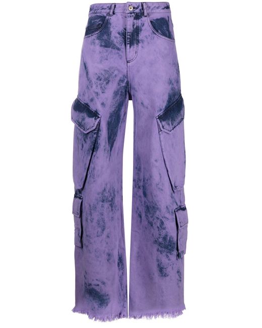 Marques'Almeida Purple Tie-dye Cargo Trousers