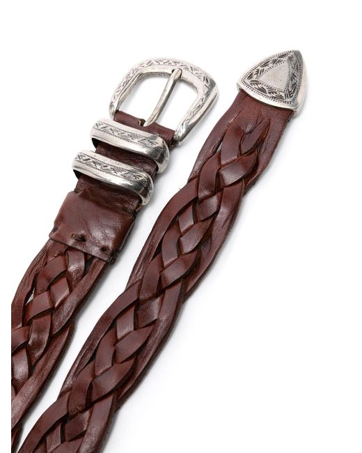 Brunello Cucinelli Brown Braided Leather Belt for men
