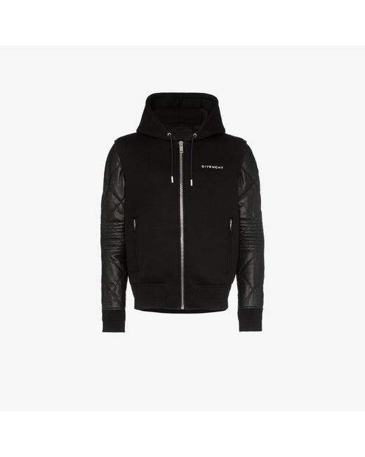 Givenchy Black Neoprene And Leather Hooded Jacket for men