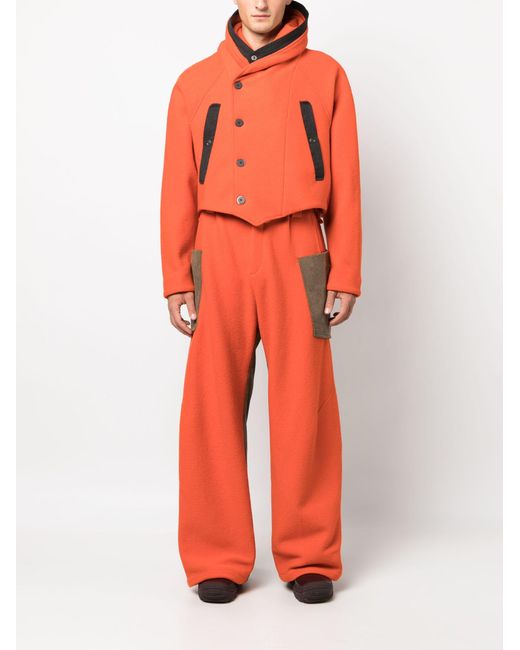 Kiko Kostadinov Meno Panelled Wide-leg Trousers in Orange for Men | Lyst