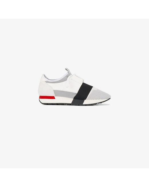 Balenciaga White Women's Race Runners Mesh, Leather And Knitted Low-top Trainers