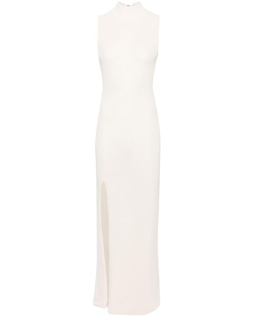 AYA MUSE White Neutral Berin Knitted Maxi Dress