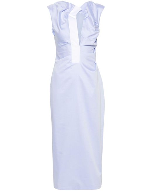 16Arlington Blue Salmson Gathered Midi Dress - Women's - Cotton/organic Cotton