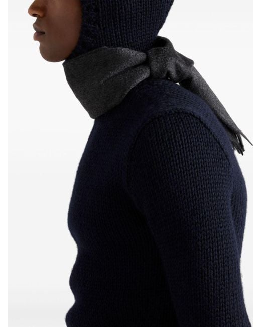 Prada Blue Hooded Jumper for men