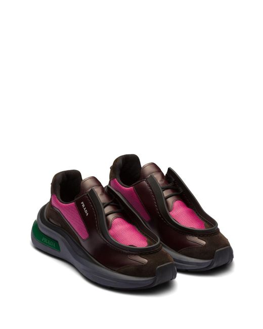 Prada Brown Systeme Leather Sneakers for men