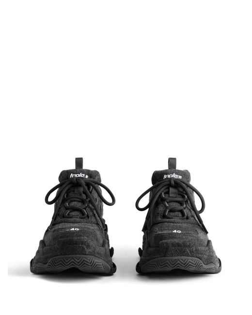 Balenciaga Black Triple S Denim Sneakers for men
