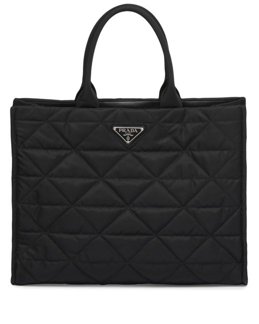 Prada Black Re-nylon Tote Bag - Men's - Recycled Nylon/calf Leather for men