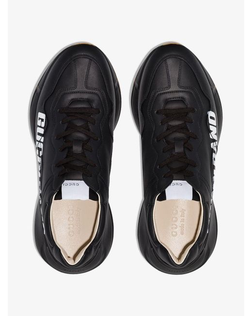 Gucci Leather Black Rhyton Black Band Sneakers for Men - Lyst