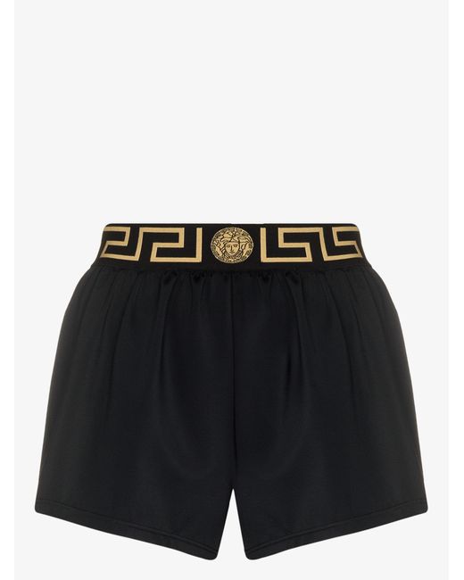 Versace Black High Waist Greca Border Shorts - Women's - Polyamide/polyester/elastaneelastane