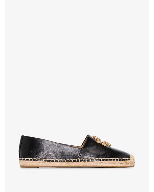 Tory Burch Eleanor Leather Espadrilles in Black - Lyst