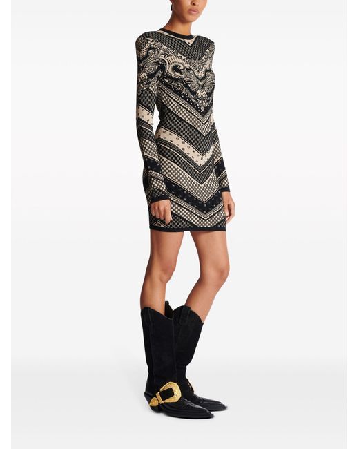 Balmain Black Monogram Knitted Dress