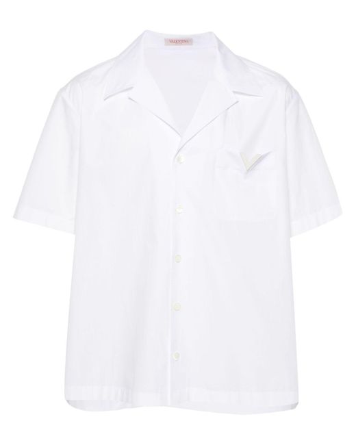Valentino Garavani White V-logo Cotton Shirt - Men's - Cotton for men