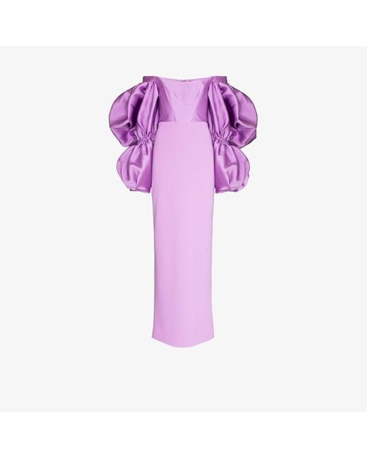 Solace London Purple Hedera Off-the-shoulder Maxi Dress