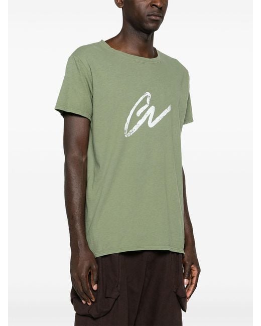 Greg Lauren Green Logo-print Cotton T-shirt for men