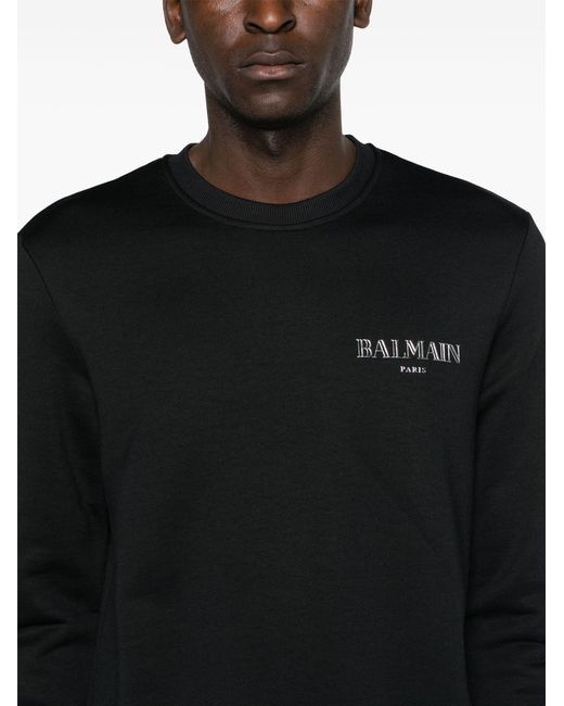 Balmain Black Vintage Rubber-logo Sweatshirt for men