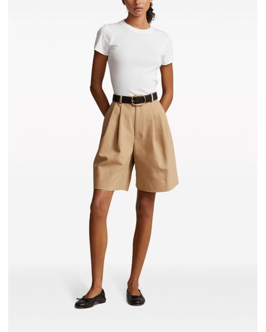 Polo Ralph Lauren Natural Neutral Mid-waist Knee-length Shorts - Women's - Cupro