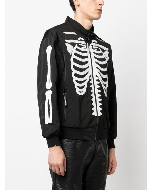 Neighborhood X Harley Davidson Skeleton Print Bomber Jacket in