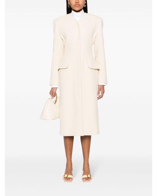 Jacquemus White Neutral Le Manteau Cubo Coat - Women's - Polyamide/spandex/elastane/cotton/viscosespandex/elastanecotton