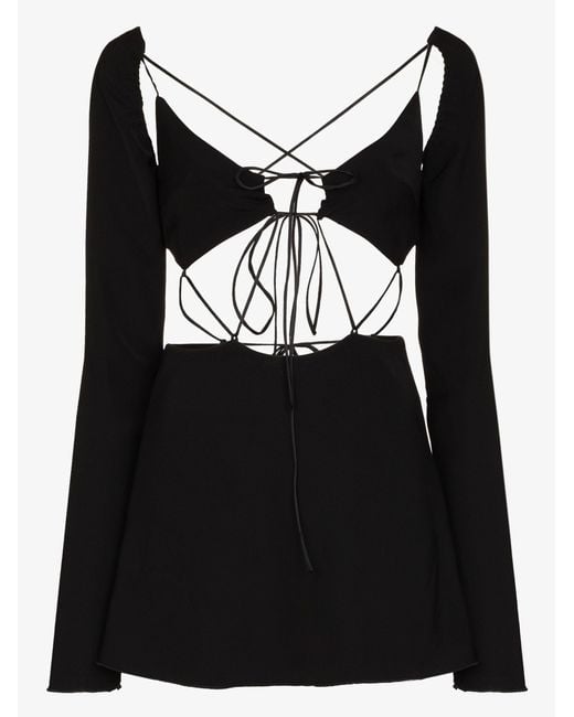 DANIELLE GUIZIO Black Flore Cutout Mini Dress - Women's - Polyester