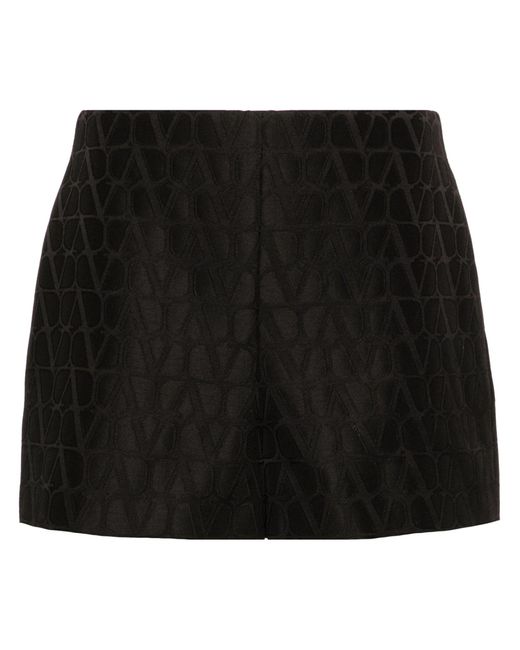 Valentino Garavani Black Toile Iconographe Jacquard Shorts - Women's - Virgin Wool/silk