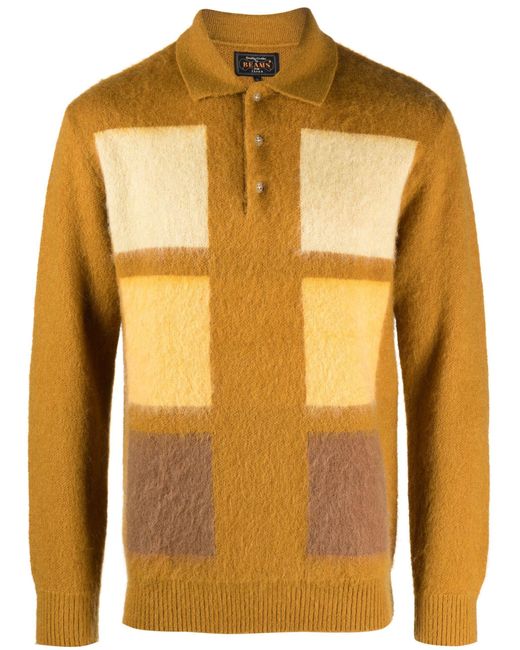 Beams Plus Yellow 9g Knitted Polo Shirt - Men's - Mohair/wool/nylon in Orange for Men | Lyst