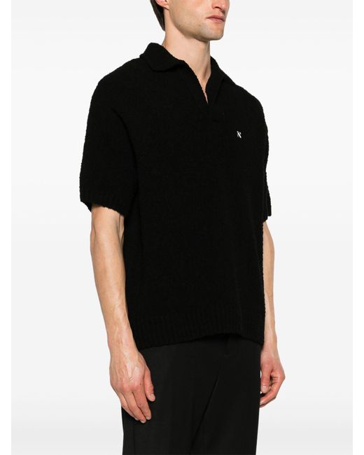 Represent Black Bouclé Polo Shirt for men