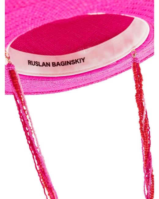 Ruslan Baginskiy Pink Monogram-appliqué Boater Hat