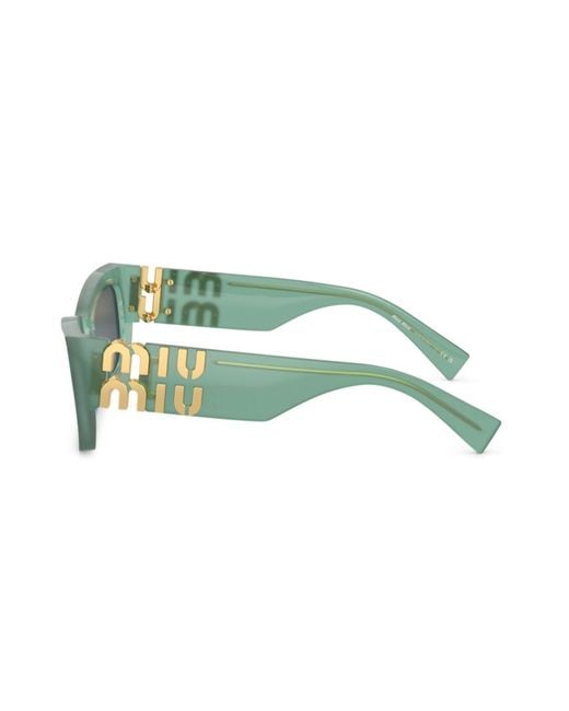 Miu Miu Blue Logo-plaque Rectangle-frame Sunglasses