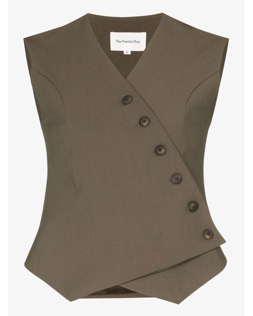 Frankie Shop Green Maesa Asymmetric Waistcoat - Women's - Polyester/rayon/spandex/elastane