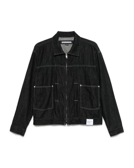 Neighborhood Washed Zip-Up Denim Jacket in Black for Men | Lyst